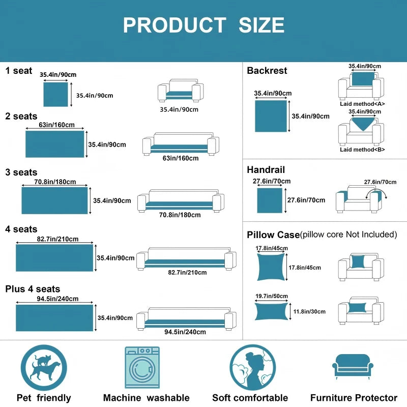 Sofa Cover Thick Fabric Non-Slip Machine Washable