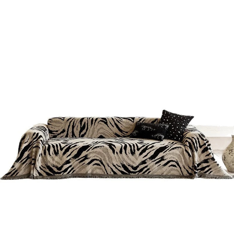 Sofa Throw Blanket Cotton-Linen Blend Reversible Jacquard Machine Washable