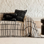 Sofa Throw Blanket Cotton-Linen Blend Reversible Jacquard Machine Washable