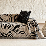 Sofa Throw Blanket Cotton-Linen Blend Reversible Jacquard Machine Washable