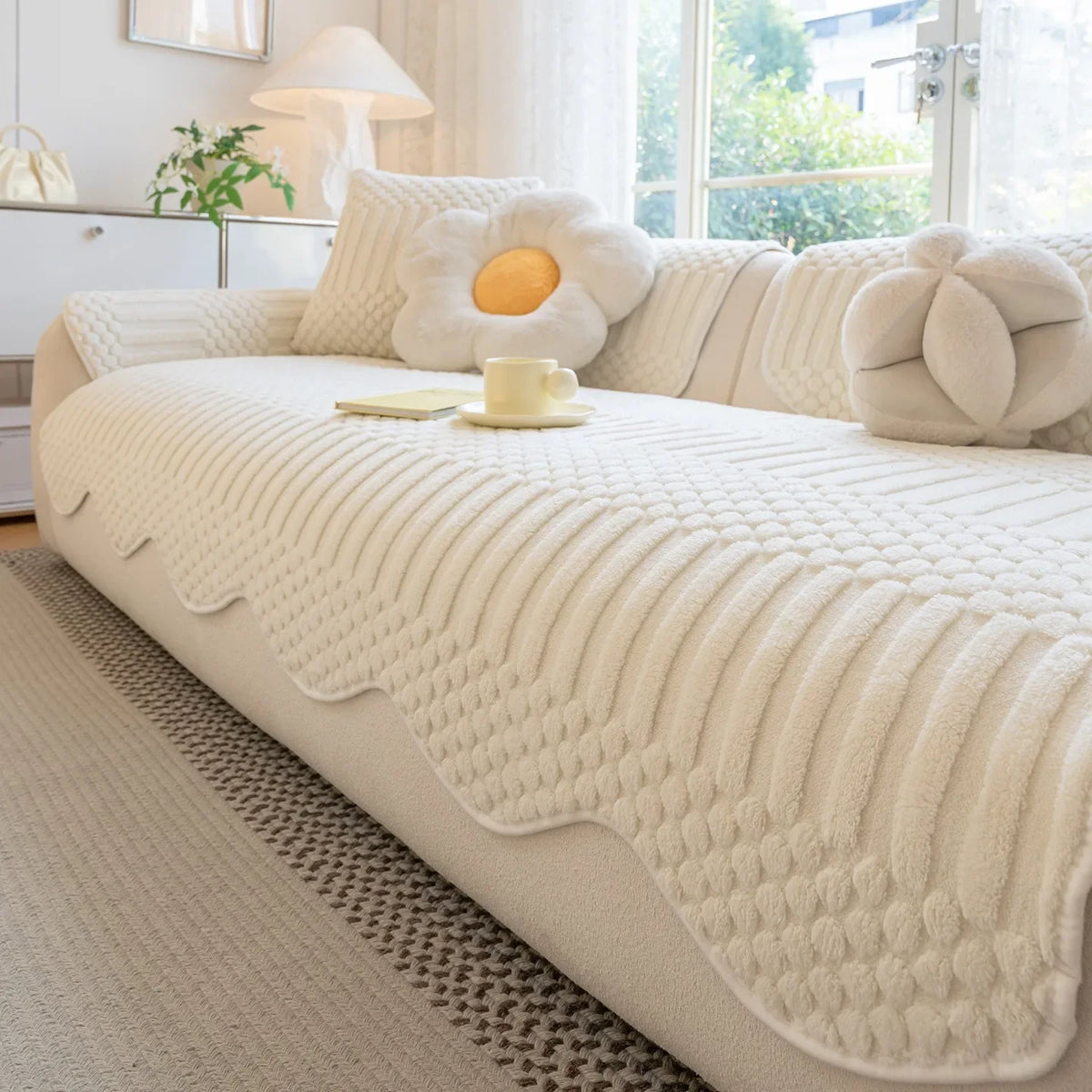 Sofa Throw Thick Tufted Fleece Non-Slip Warmth