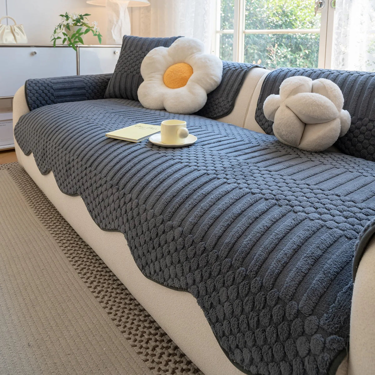 Sofa Throw Thick Tufted Fleece Non-Slip Warmth