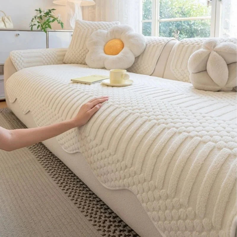 Sofa Throw Thick Tufted Fleece Non-Slip Warmth