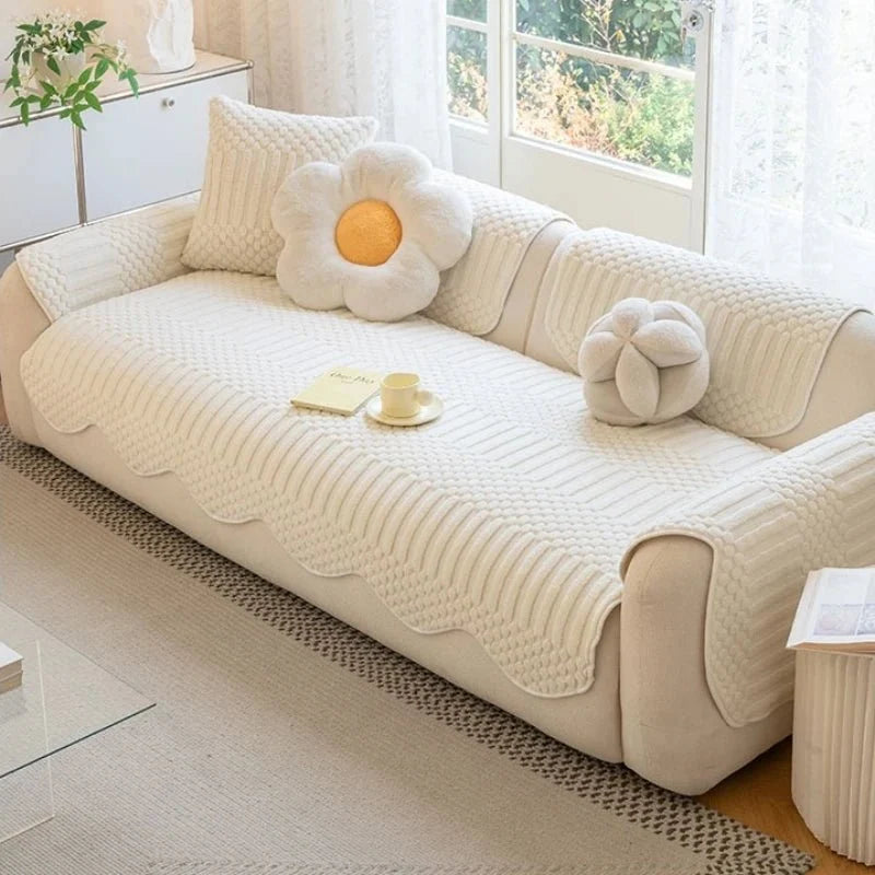 Sofa Throw Thick Tufted Fleece Non-Slip Warmth