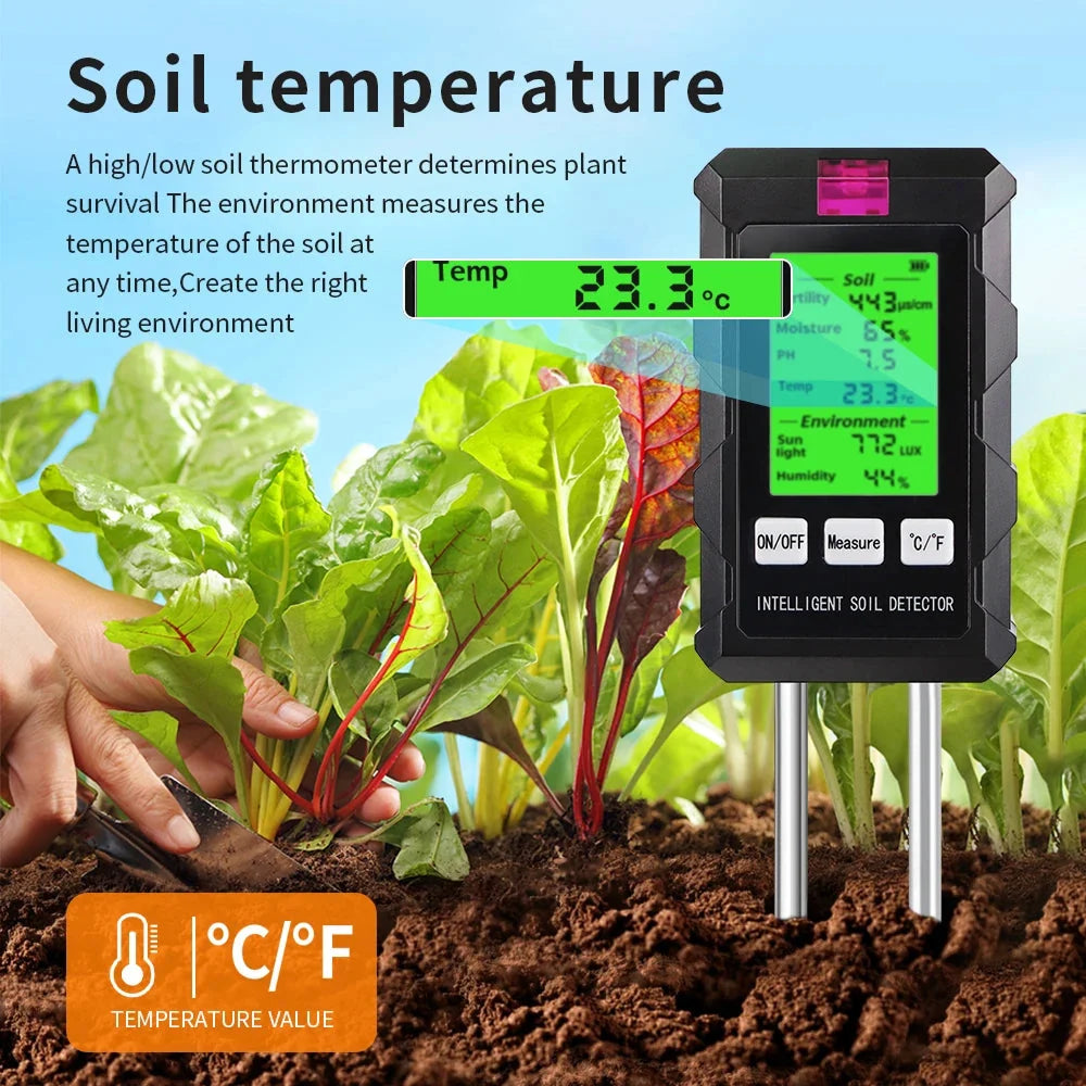 Soil Tester 6-In-1 Dual Metal Probes