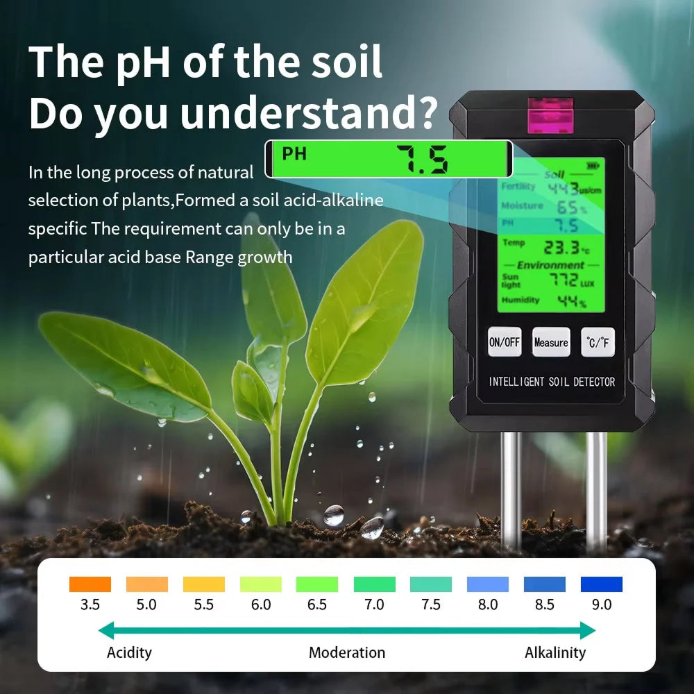 Soil Tester 6-In-1 Dual Metal Probes