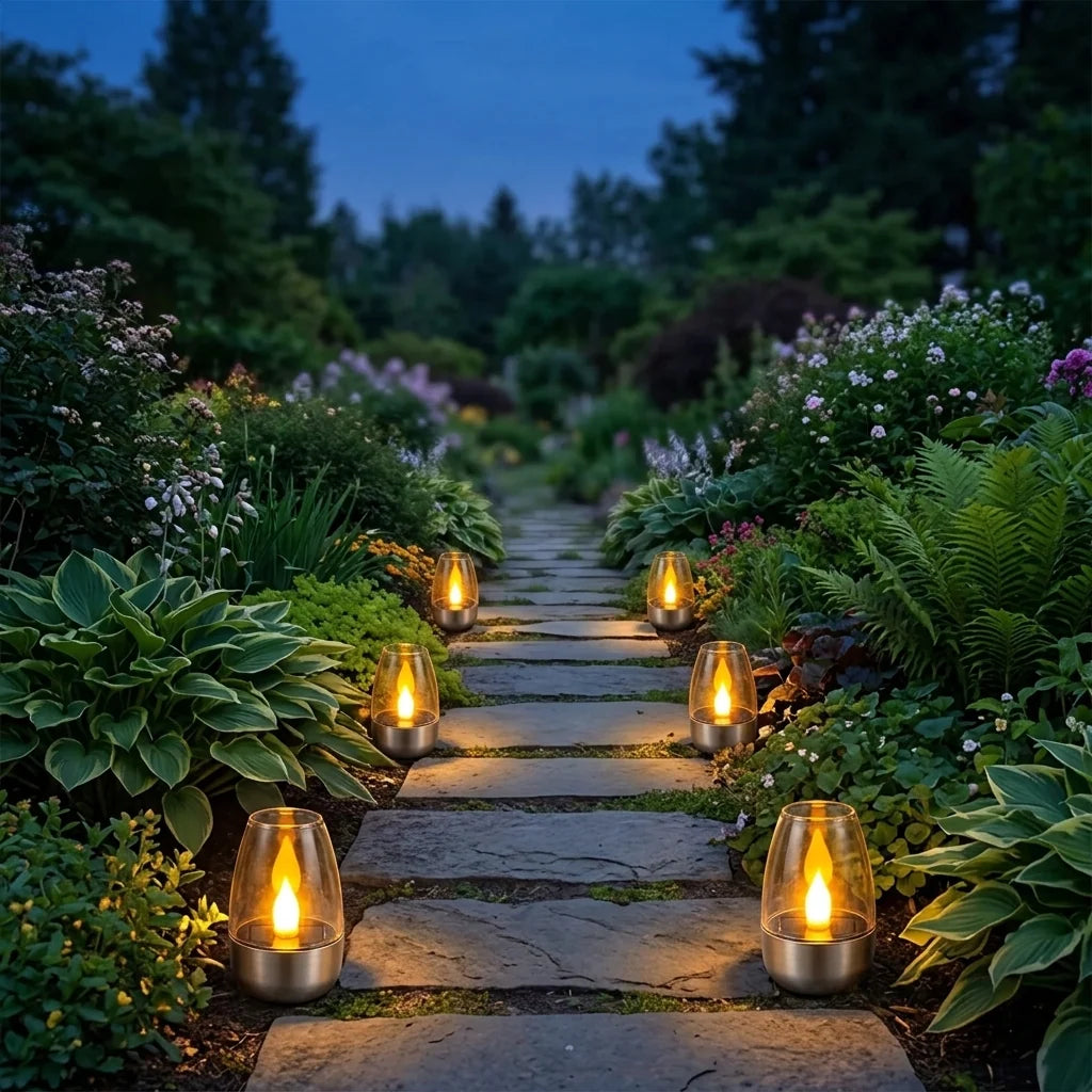 Solar Candle Light Flickering Waterproof Auto-On