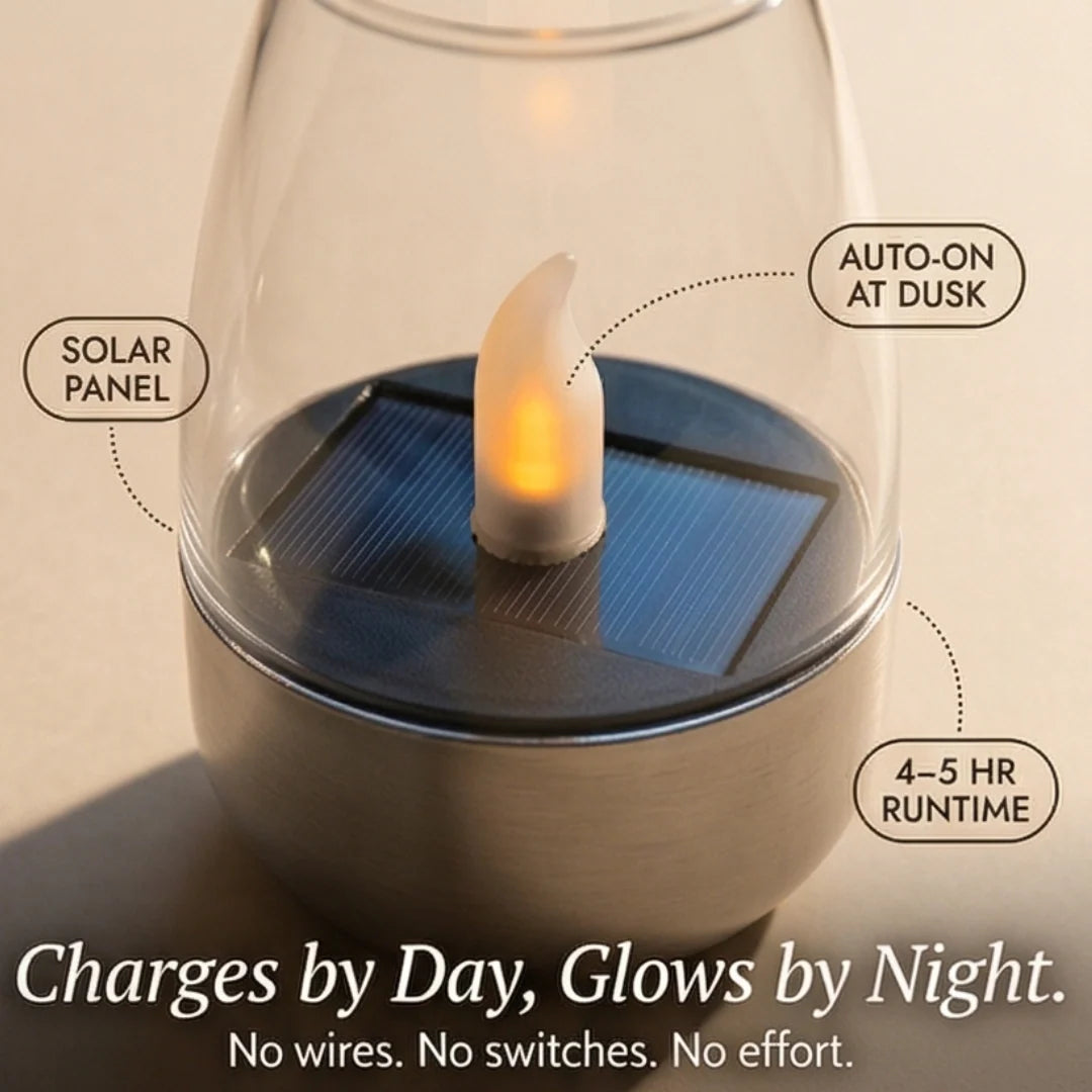 Solar Candle Light Flickering Waterproof Auto-On