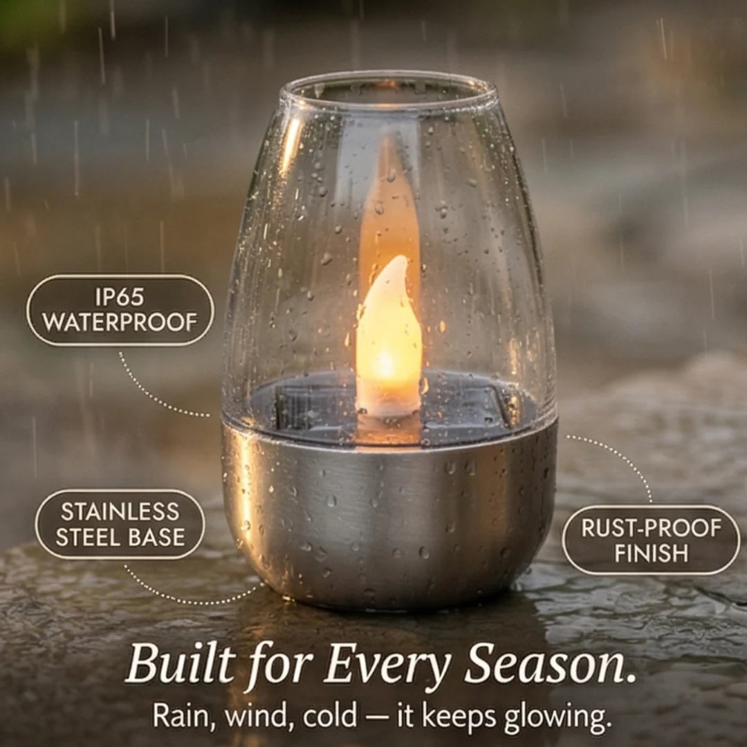 Solar Candle Light Flickering Waterproof Auto-On
