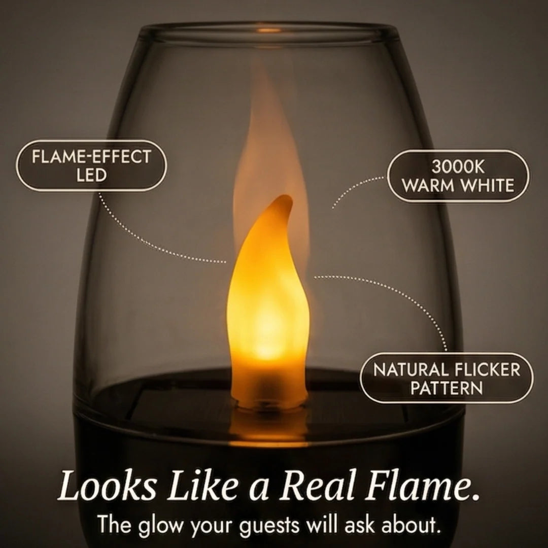 Solar Candle Light Flickering Waterproof Auto-On