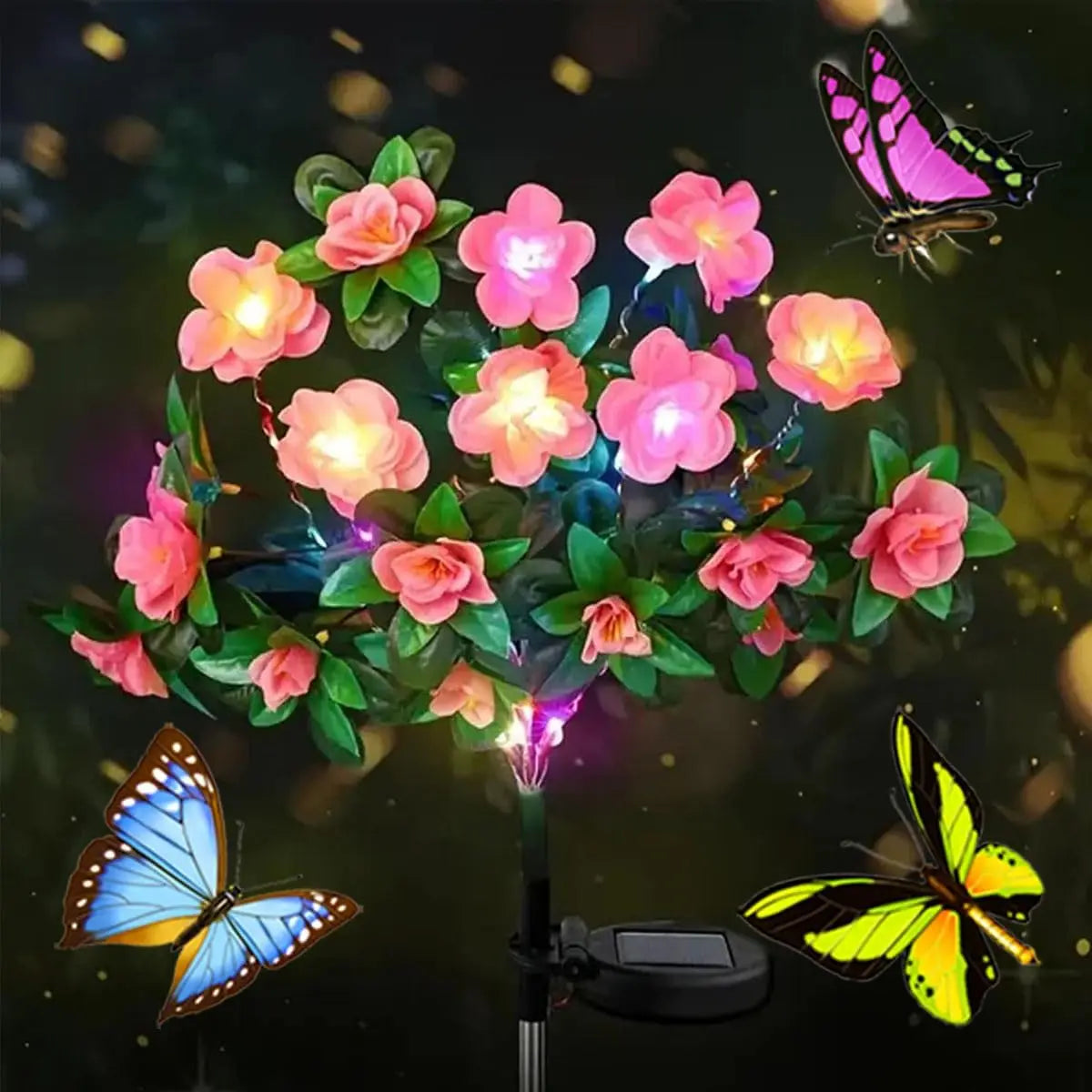 Solar Garden Lights LED Azalea Flower Weather-Resistant IP65