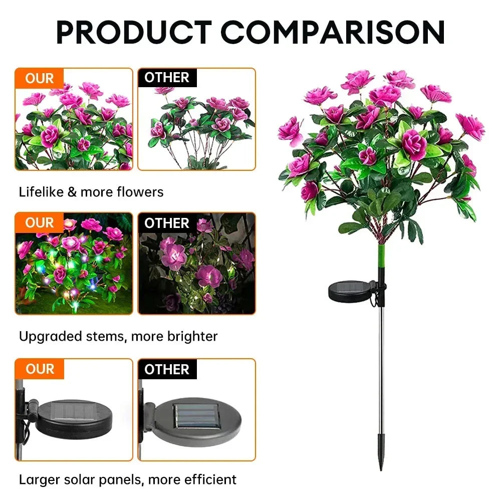 Solar Garden Lights LED Azalea Flower Weather-Resistant IP65