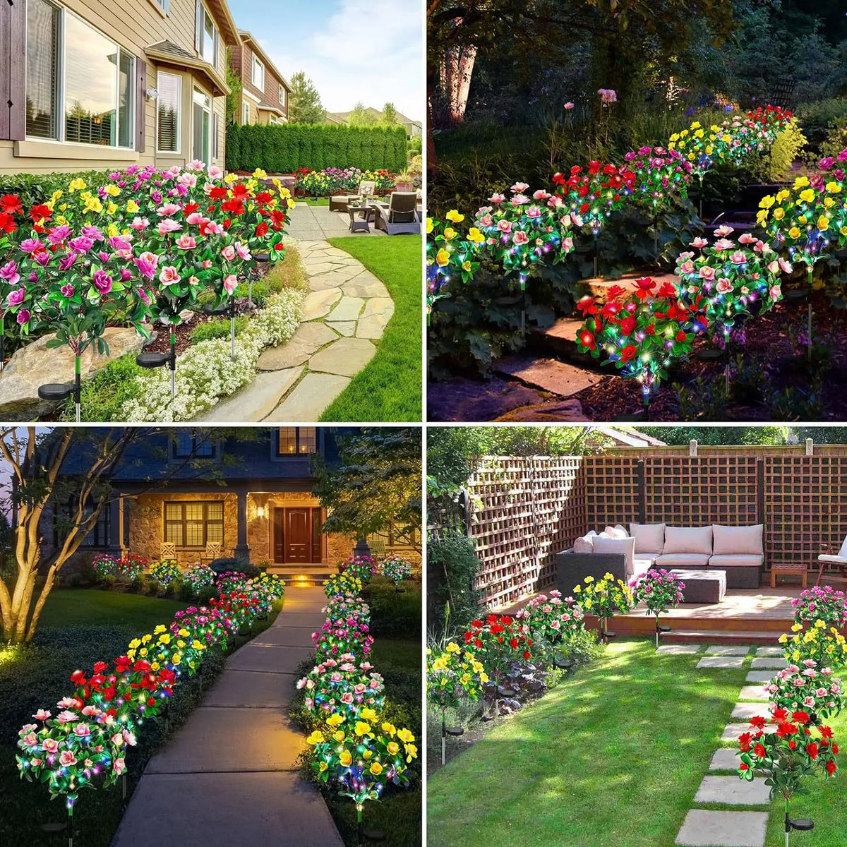 Solar Garden Lights LED Azalea Flower Weather-Resistant IP65