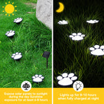 Solar Garden Lights Paw Print Waterproof Dual Light Modes