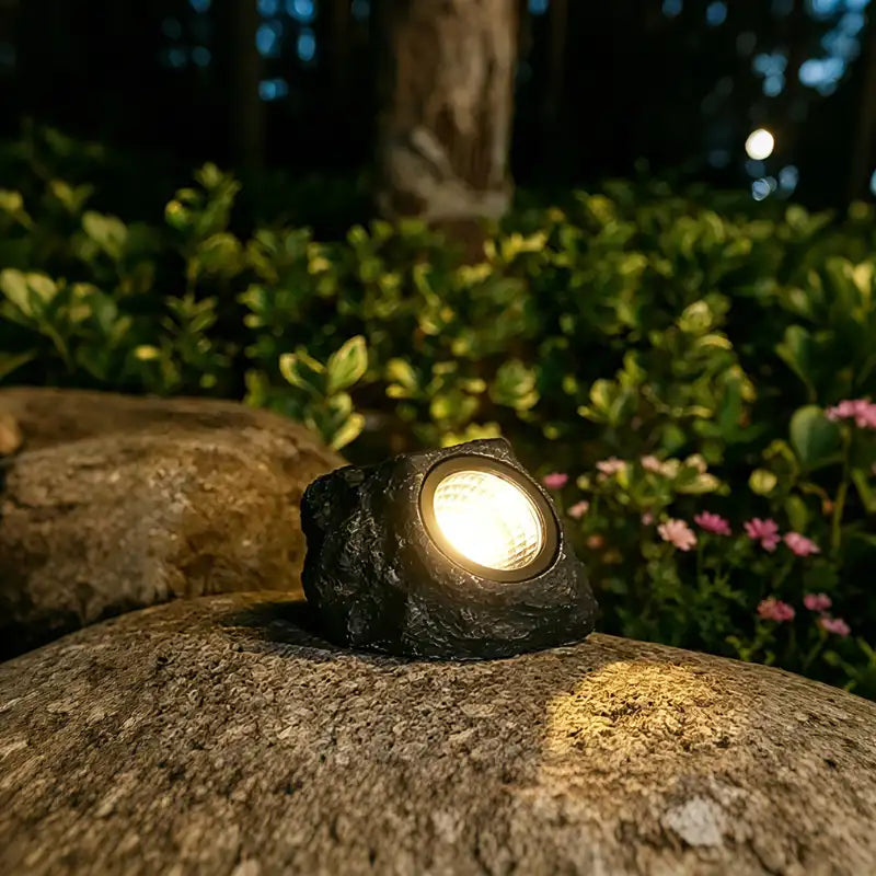 Solar Garden Spotlight Stone-Look Automatic Dusk Sensor