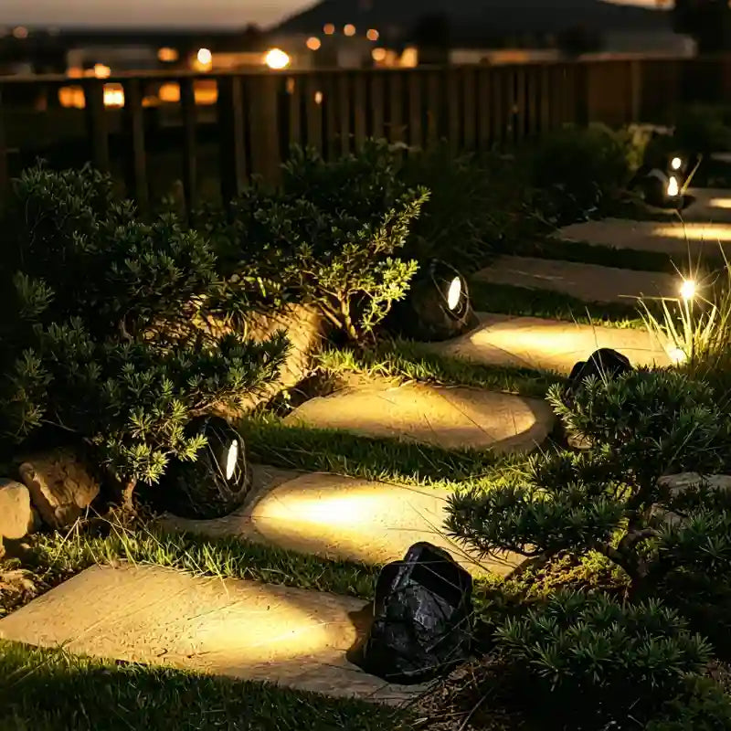 Solar Garden Spotlight Stone-Look Automatic Dusk Sensor