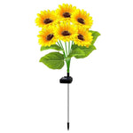 Solar Garden Stake Light Sunflower Design 6-Head Automatic Dusk-to-Dawn LEDs