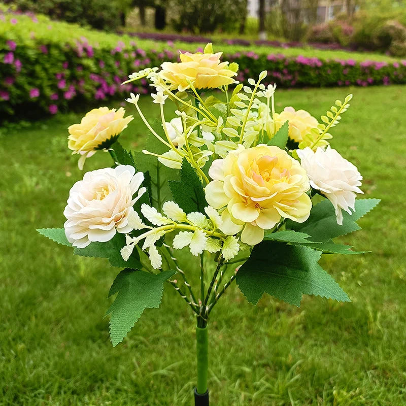 Solar Garden Stake Realistic Flower Solar-Powered Warm LED Lights