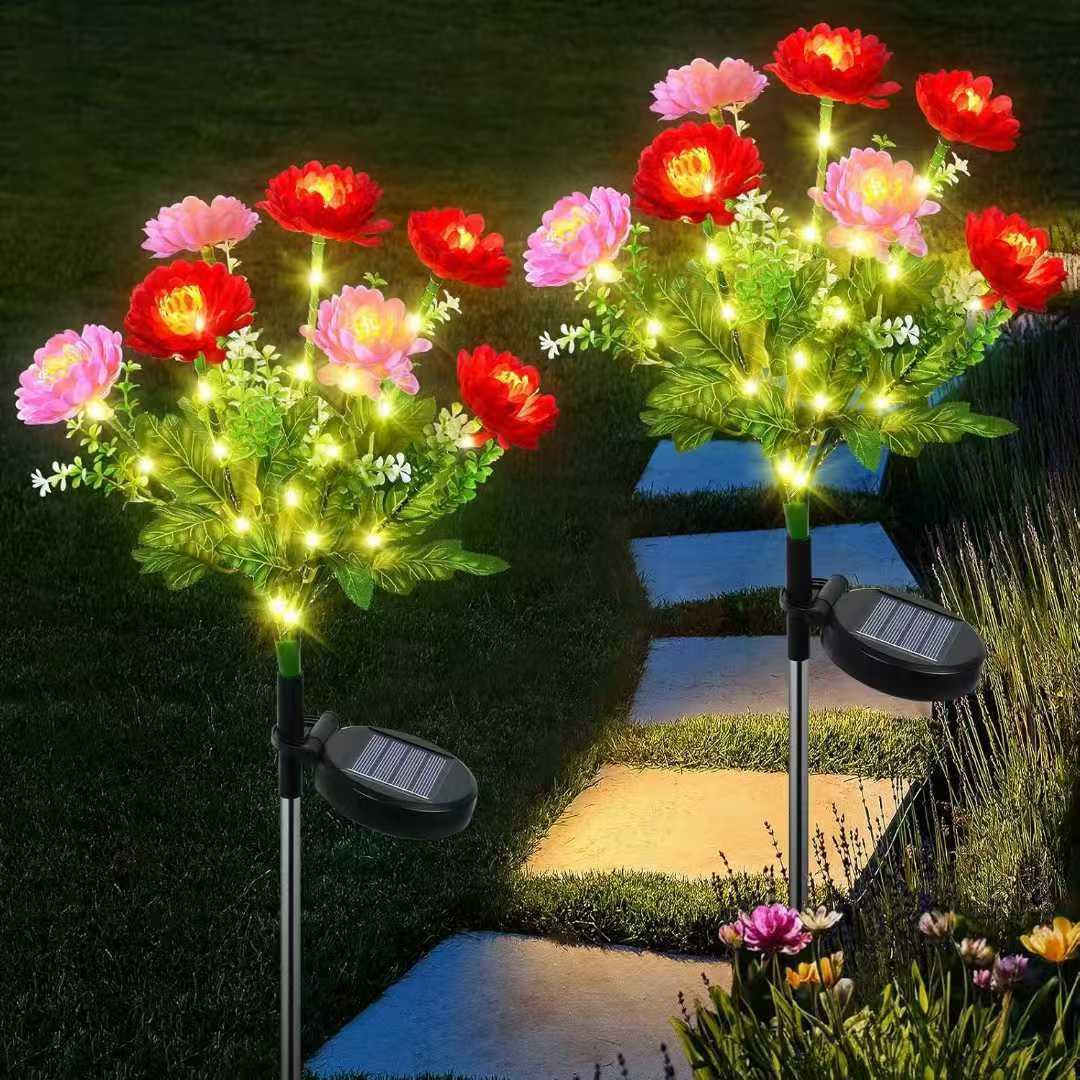 Solar Garden Stake Solar-Powered LED Weatherproof Artificial Flower
