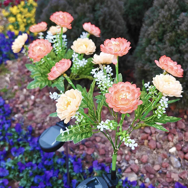 Solar Garden Stake Solar-Powered LED Weatherproof Artificial Flower