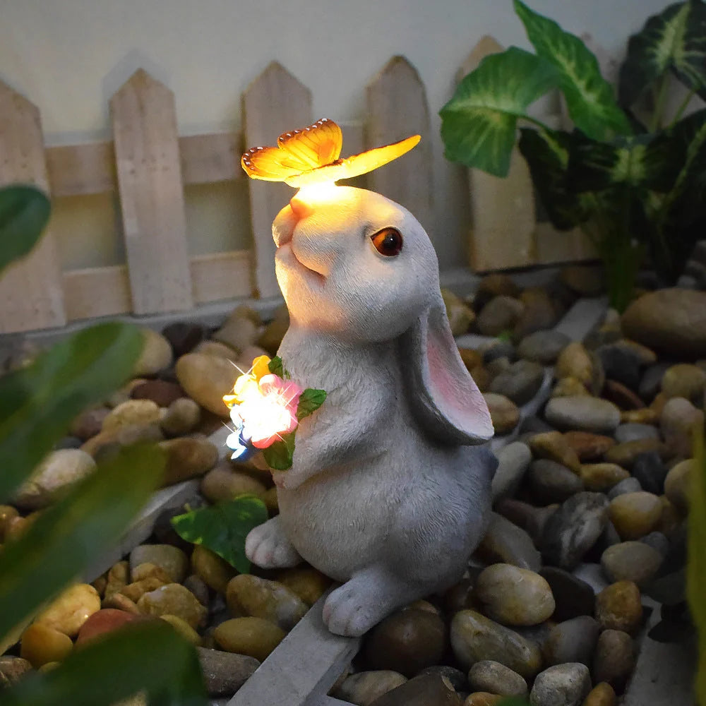 Solar Garden Statue Solar-Powered LED Weather-Resistant Resin