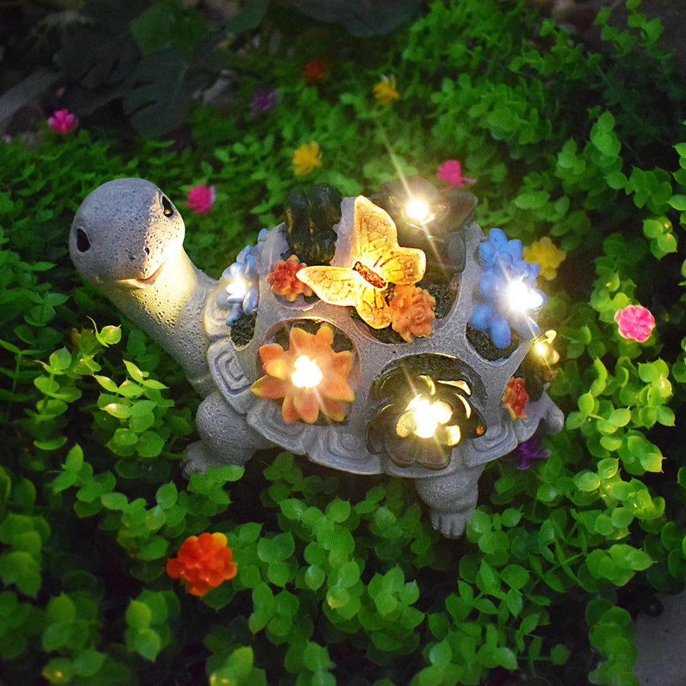 Solar Garden Statue Solar-Powered LED Weather-Resistant Resin