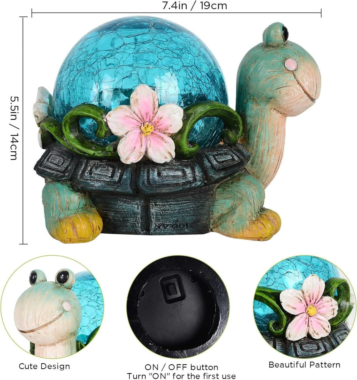Solar Garden Statue Solar-Powered LED Weather-Resistant Resin