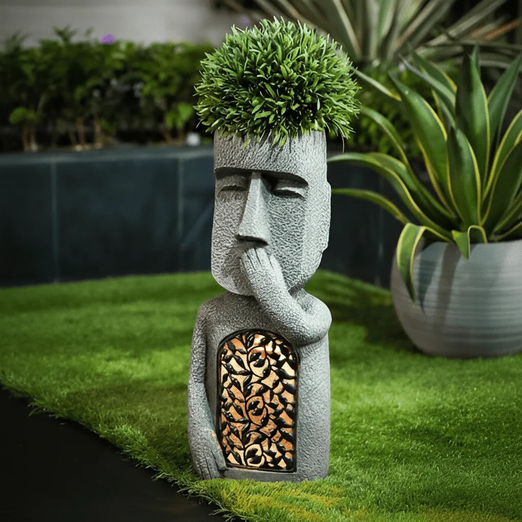 Solar Garden Statue Solar-Powered Weather-Resistant Resin