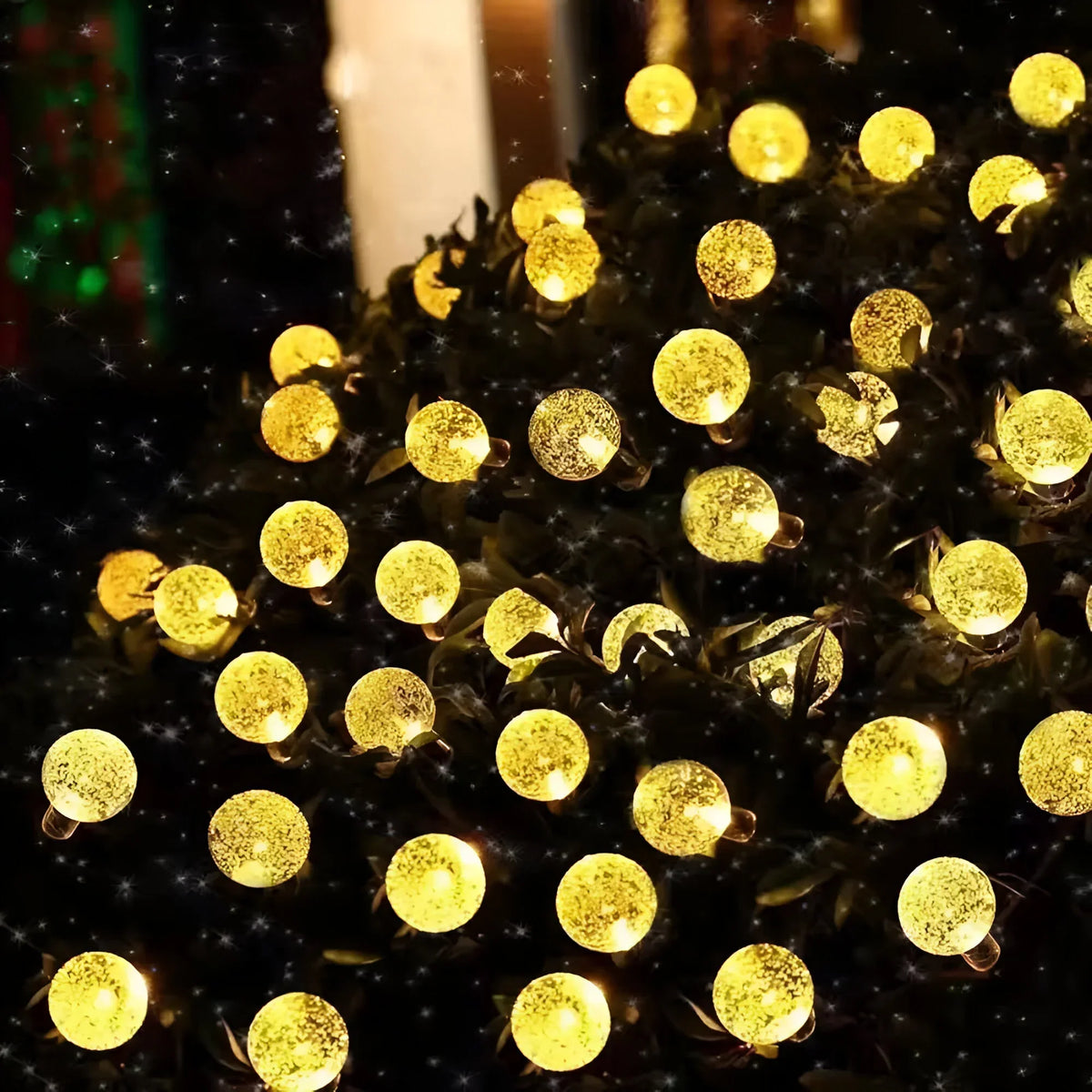 Solar Garden String Lights Crackled Glass Globes IP65 Waterproof