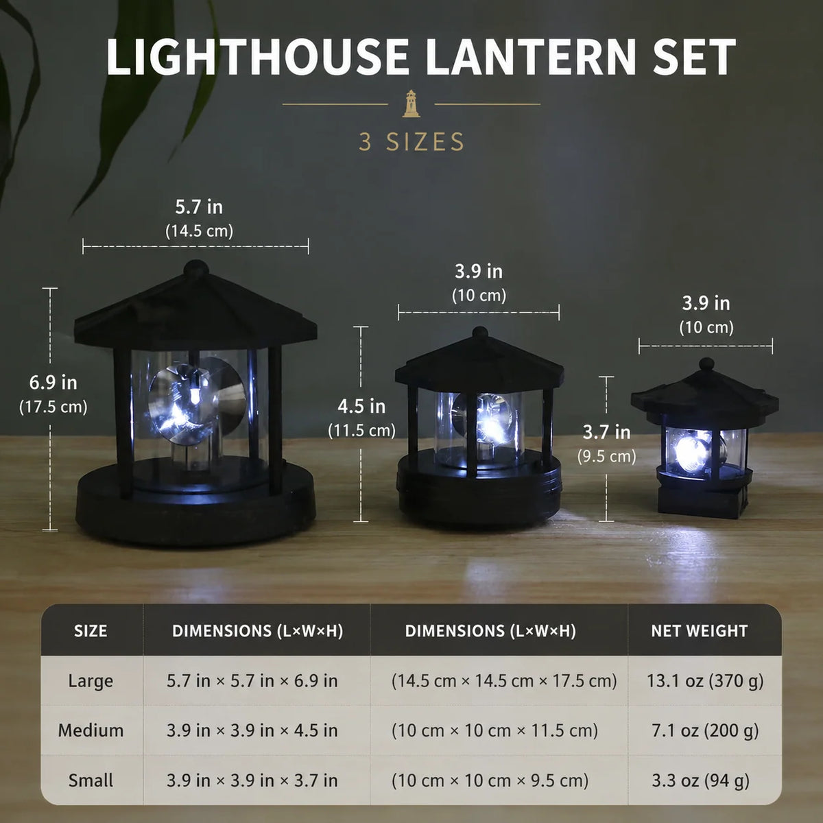 Solar Lighthouse Garden Light Rotating Beacon Weather-Resistant