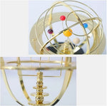 Solar System Orrery Hand-Cranked Brass Oak Base Zodiac Ring