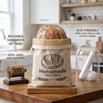 Sourdough Bread Bag Beeswax-Lined Organic Linen Freezer-Safe