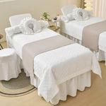 Spa Bed Linen Set Four-Piece Heavy-Duty Cream Geometric