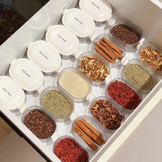 Spice Container Set Stackable Transparent Measuring Spoon Included