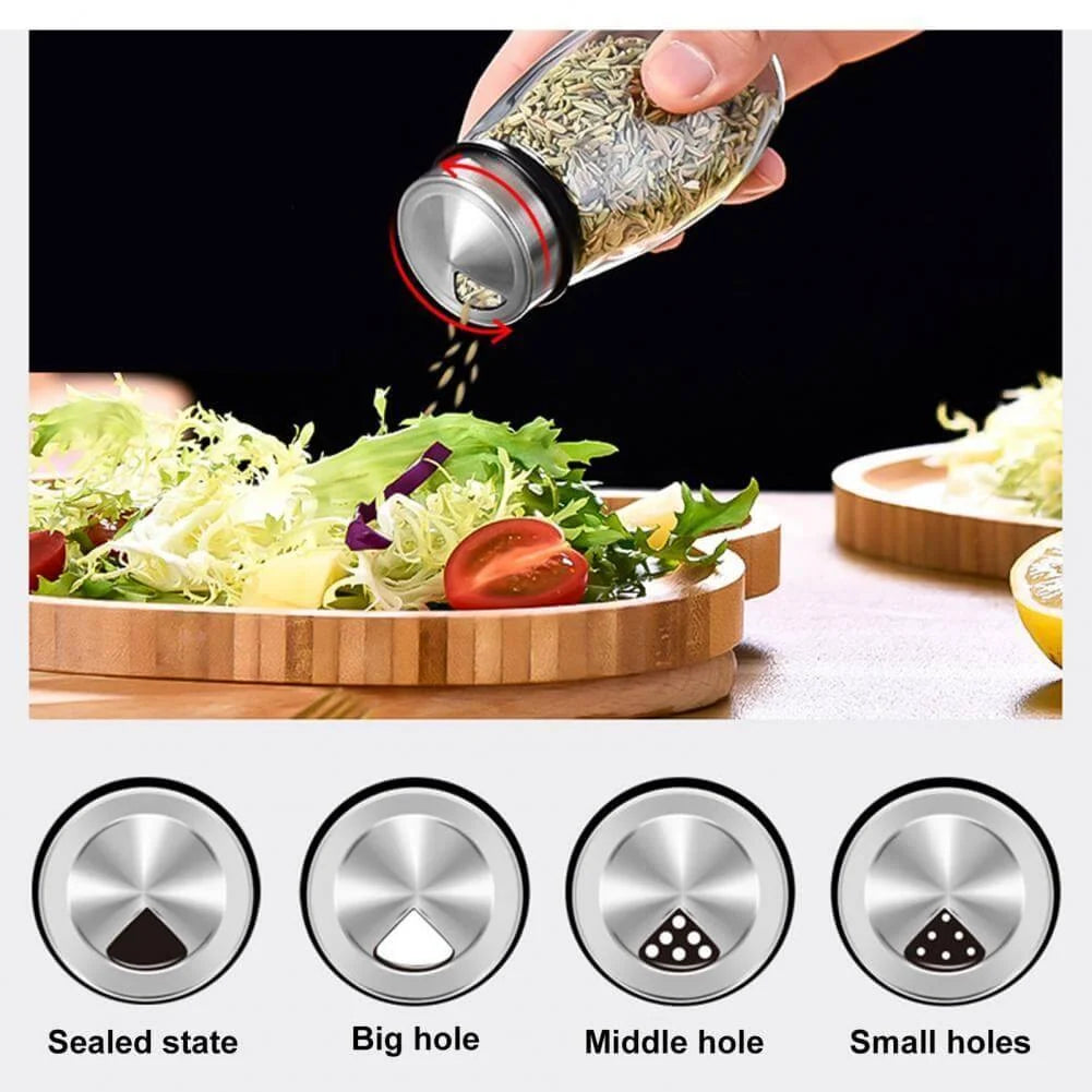 Spice Jar Set Rotating Rack Glass Set of 6