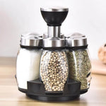 Spice Jar Set Rotating Rack Glass Set of 6