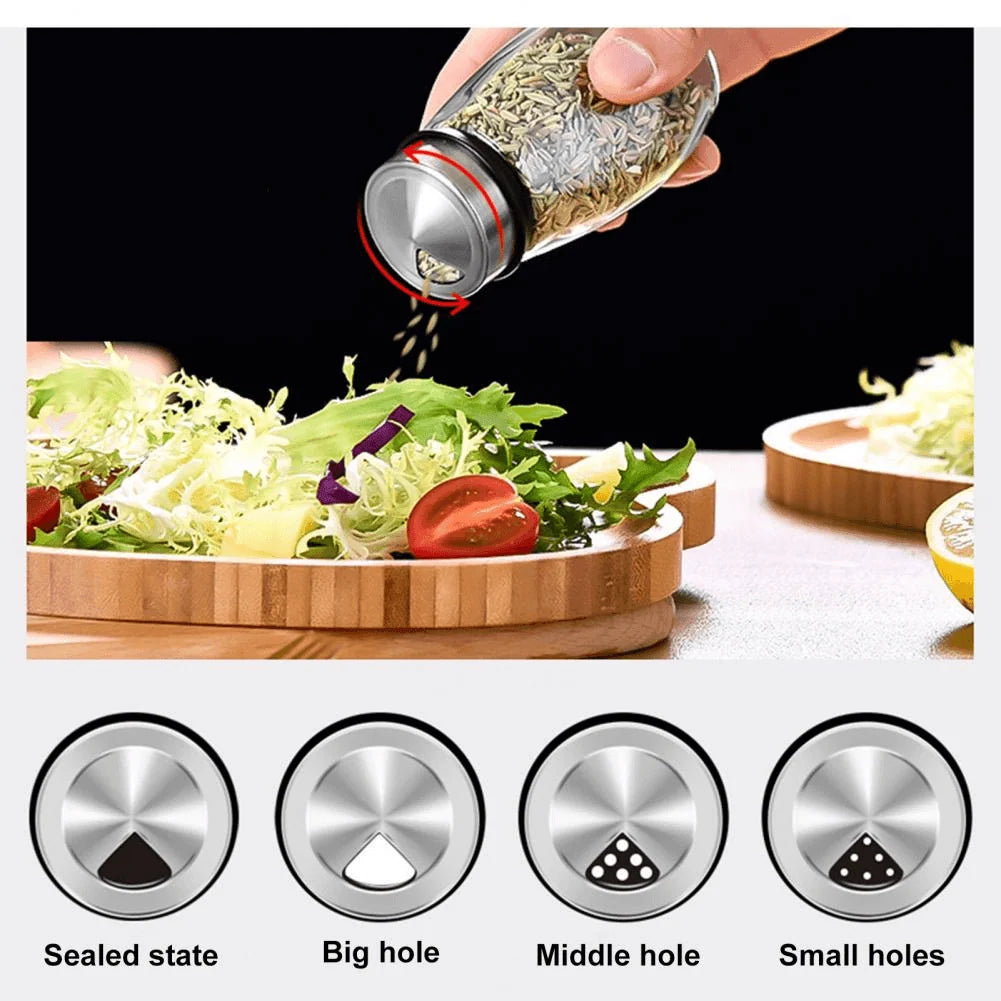 Spice Jar Set Rotating Rack Glass Set of 6