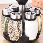 Spice Jar Set Rotating Rack Glass Set of 6