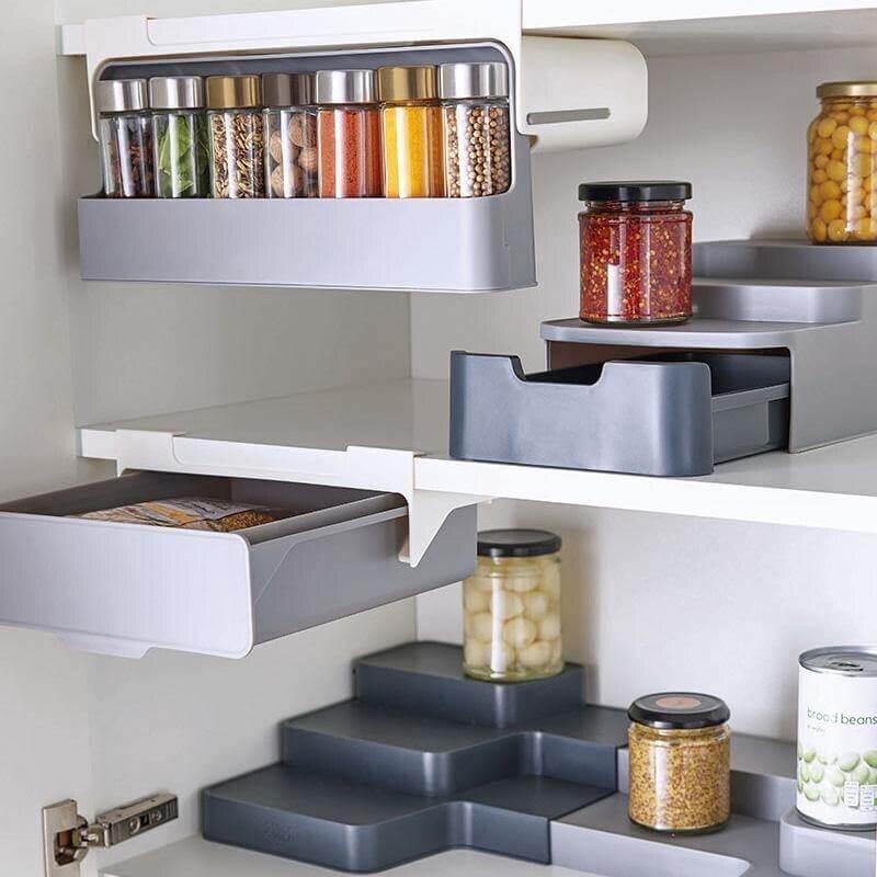 Spice Organizer Under-Shelf Pull-Out Holds 7 Jars
