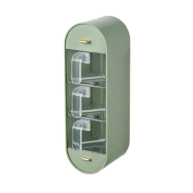 Spice Organizer Wall-Mounted Five Compartments with Spoons