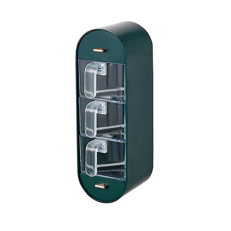 Spice Organizer Wall-Mounted Five Compartments with Spoons