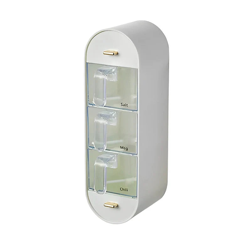 Spice Organizer Wall-Mounted Five Compartments with Spoons