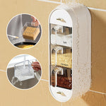 Spice Organizer Wall-Mounted Five Compartments with Spoons