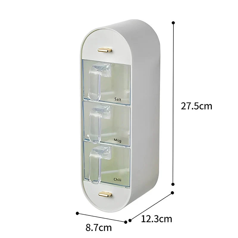 Spice Organizer Wall-Mounted Five Compartments with Spoons