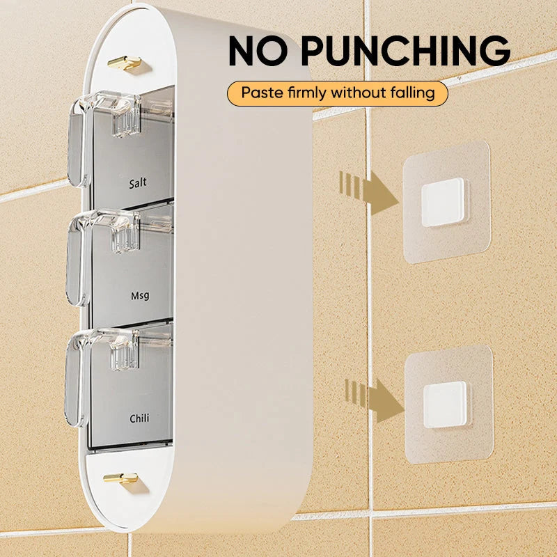 Spice Organizer Wall-Mounted Five Compartments with Spoons