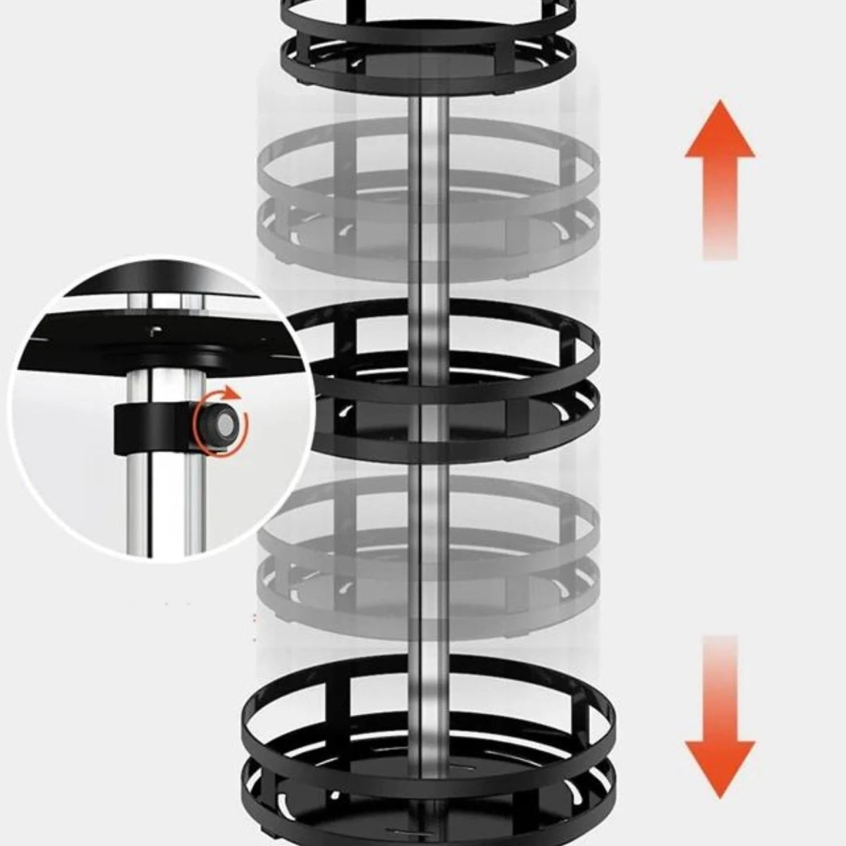 Spice Rack Organizer Stainless Steel 360° Rotating Adjustable Shelves