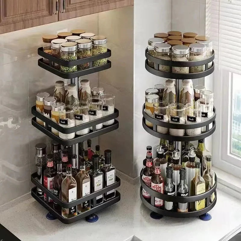 Spice Rack Rotating Multi-Tier Metal Organizer
