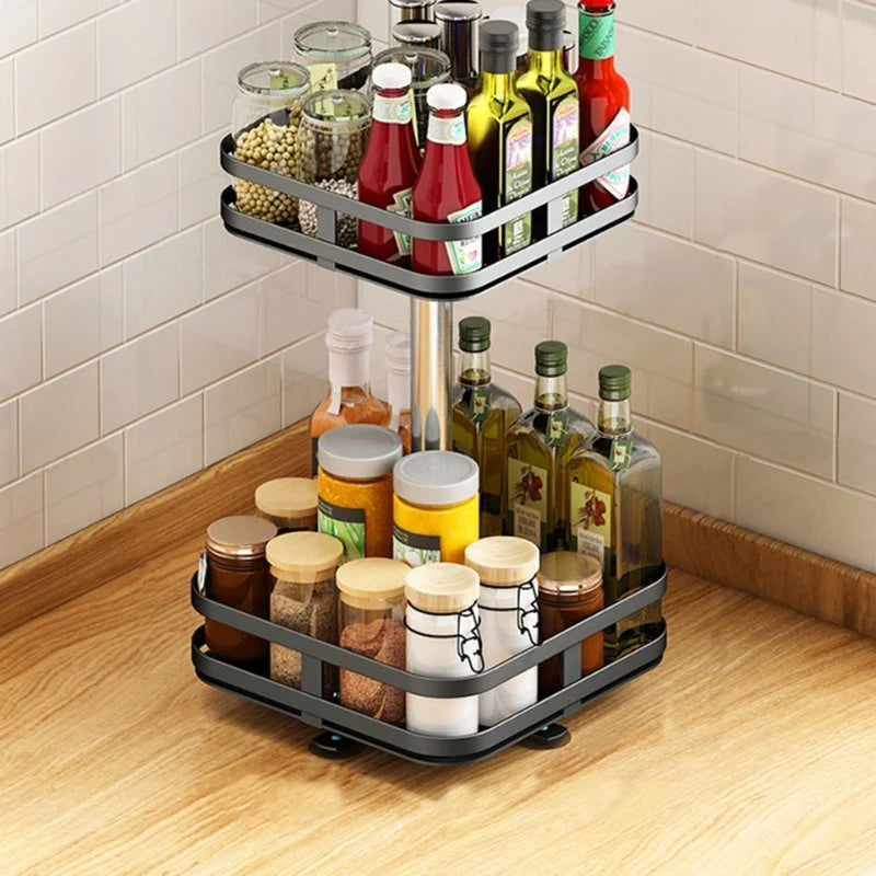 Spice Rack Rotating Multi-Tier Metal Organizer