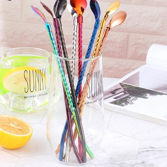 Spoon Straw Stainless Steel Reusable Long Handle