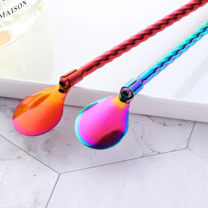 Spoon Straw Stainless Steel Reusable Long Handle